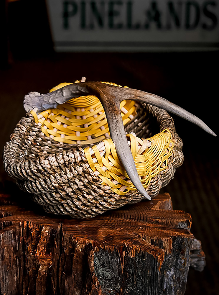 Handmade Lenape Artisan Antler Basket