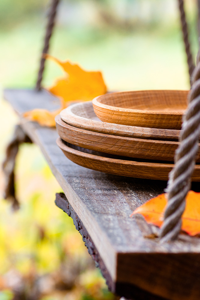Handmade Wooden Plates on Swing