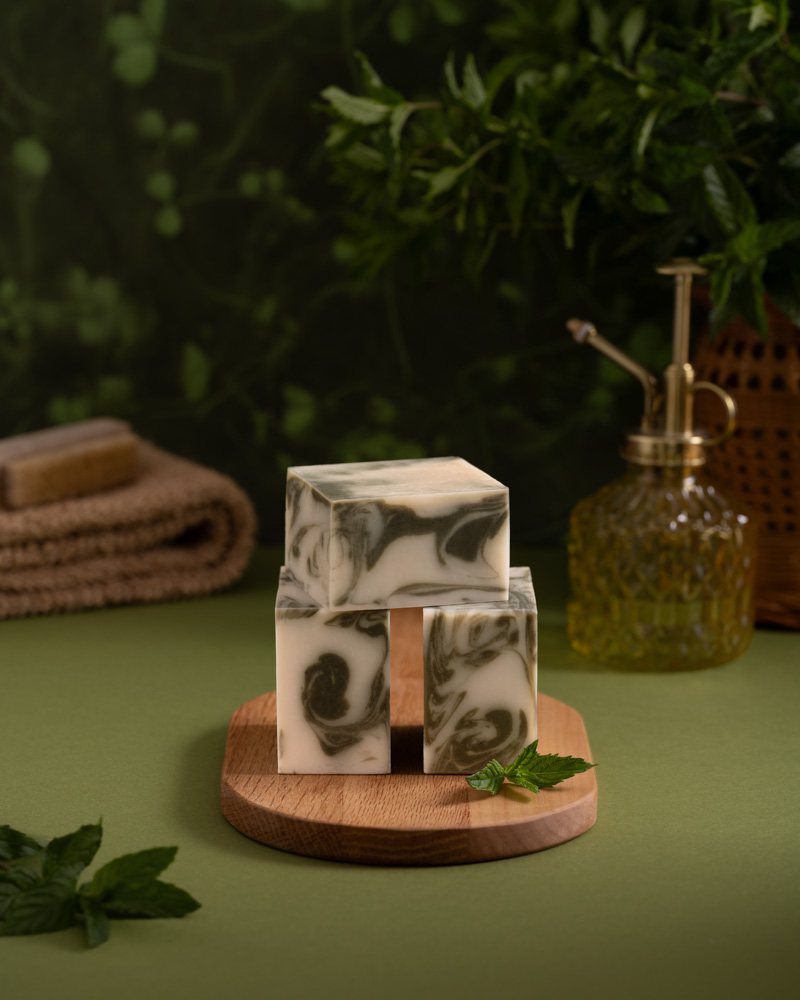 Handmade soap - green marbling